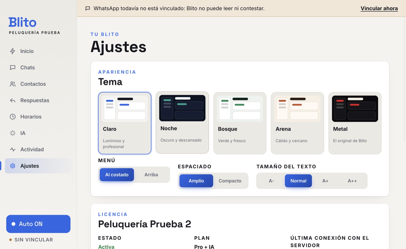 Ajustes de apariencia de Blito