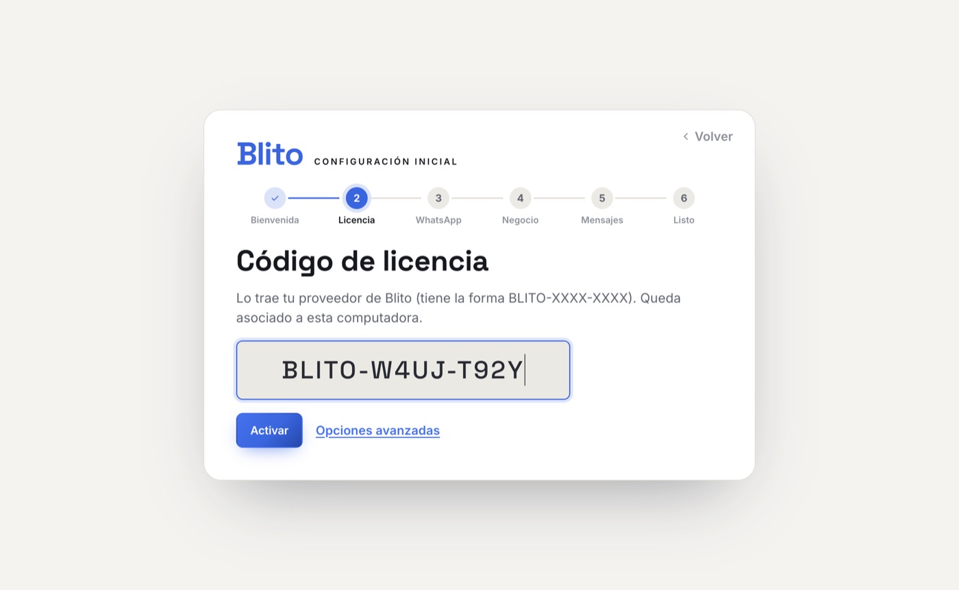 Activación de la licencia de Blito