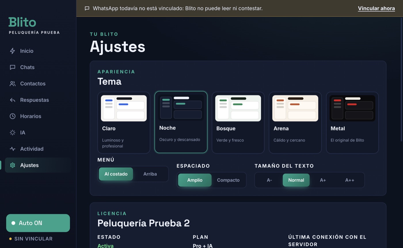 Ajustes de apariencia de Blito en el tema Noche